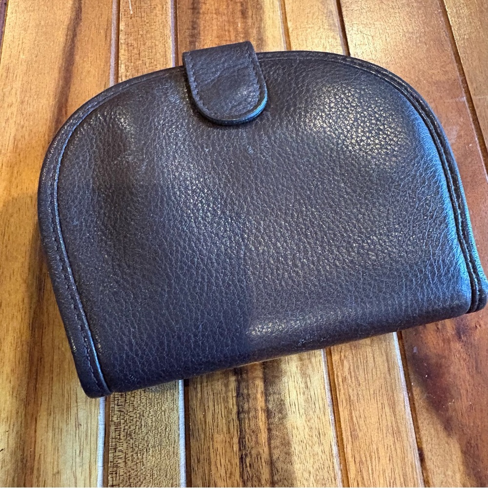 Vintage Black Leather Coin Card Purse Wallet Pouch